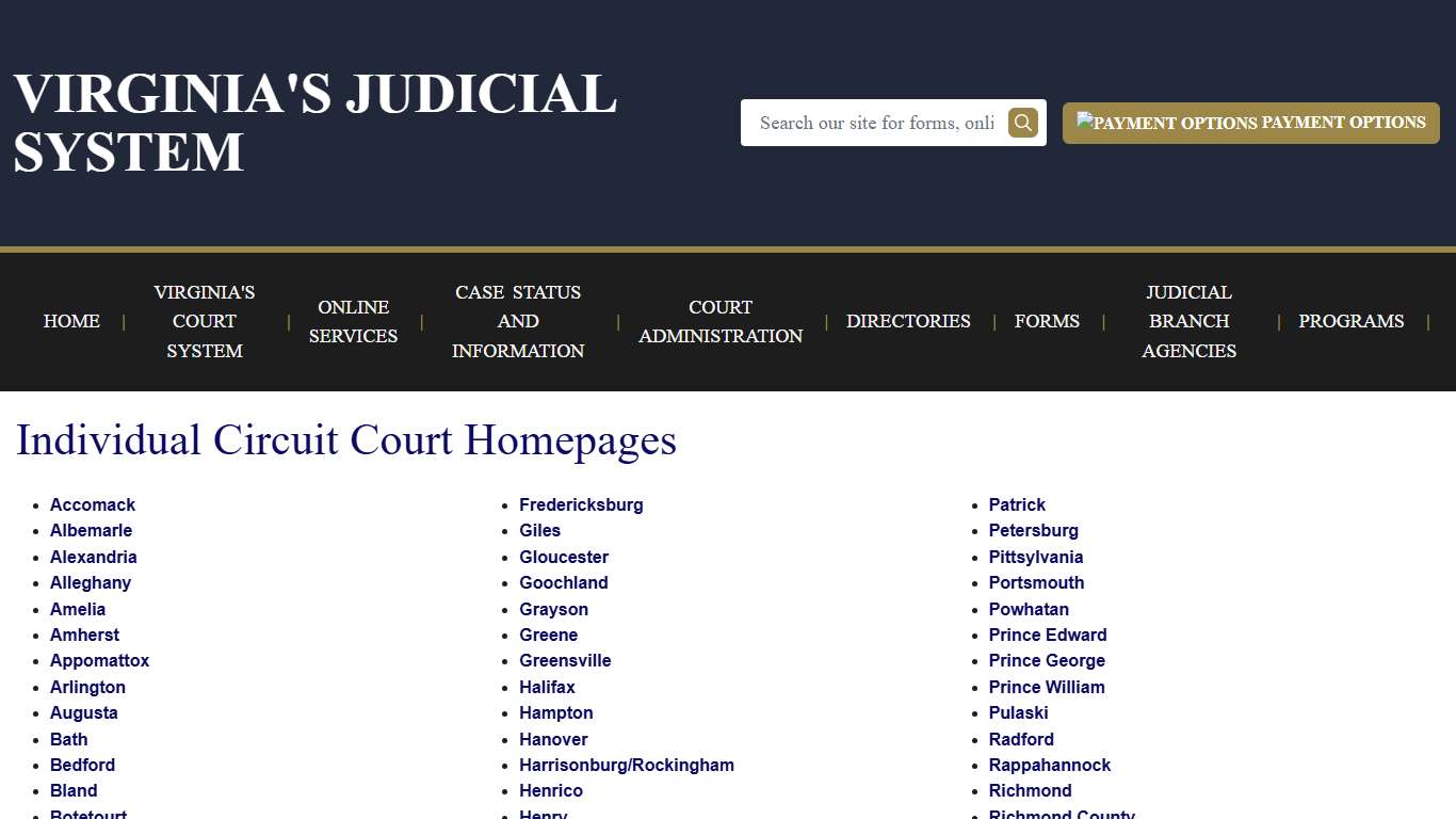 Individual Circuit Court Homepages Virginia Court System